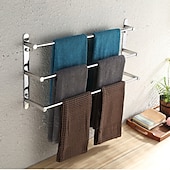 abordables Barres repose-serviettes-Porte-serviettes Porte-serviettes de bain à 3 niveaux, acier inoxydable, montage mural, finition polie miroir, haute qualité