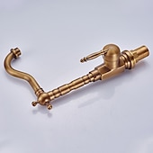 cheap Classical-Bathroom Sink Faucet Copper/Centerset Basin Faucet Single Handle One Hole Bath Taps Contain with Cold and Hot Water