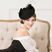 billige Fascinatorer-Fascinatorhatter Hodeplagg Ull Skålformet Hatt Bryllup Hesteveddeløp Damenes Dag Cocktail Elegant Med Hodeplagg Hodebekledning kle deg å imponere Veddeløpsdag Kjole
