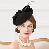 billige Fascinatorer-Fascinatorhatter Hodeplagg Ull Skålformet Hatt Bryllup Hesteveddeløp Damenes Dag Cocktail Elegant Med Hodeplagg Hodebekledning kle deg å imponere Veddeløpsdag Kjole