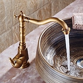 cheap Classical-Bathroom Sink Faucet Copper/Centerset Basin Faucet Single Handle One Hole Bath Taps Contain with Cold and Hot Water
