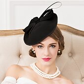 billige Fascinatorer-Fascinatorhatter Hodeplagg Ull Skålformet Hatt Bryllup Hesteveddeløp Damenes Dag Cocktail Elegant Med Hodeplagg Hodebekledning kle deg å imponere Veddeløpsdag Kjole