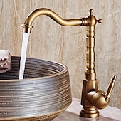 cheap Classical-Bathroom Sink Faucet Copper/Centerset Basin Faucet Single Handle One Hole Bath Taps Contain with Cold and Hot Water