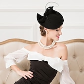billige Fascinatorer-Fascinatorhatter Hodeplagg Ull Skålformet Hatt Bryllup Hesteveddeløp Damenes Dag Cocktail Elegant Med Hodeplagg Hodebekledning kle deg å imponere Veddeløpsdag Kjole