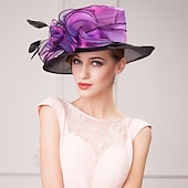 cheap Party Hats-Flax / Silk / Organza Kentucky Hat / Hats / Headwear with Floral 1pc Special Occasion / Casual / Tea Party Headpiece dress to impress Race Day Dress