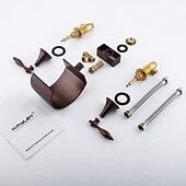 economico Multiforo-rubinetto del lavandino del bagno diffuso, due maniglie tre fori, rubinetti da bagno in bronzo lucidato a cascata in ottone
