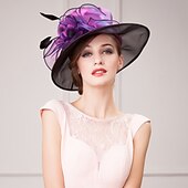 cheap Party Hats-Flax / Silk / Organza Kentucky Hat / Hats / Headwear with Floral 1pc Special Occasion / Casual / Tea Party Headpiece dress to impress Race Day Dress