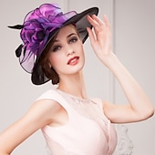 cheap Party Hats-Flax / Silk / Organza Kentucky Hat / Hats / Headwear with Floral 1pc Special Occasion / Casual / Tea Party Headpiece dress to impress Race Day Dress