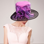 cheap Party Hats-Flax / Silk / Organza Kentucky Hat / Hats / Headwear with Floral 1pc Special Occasion / Casual / Tea Party Headpiece dress to impress Race Day Dress