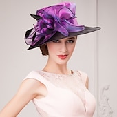 cheap Party Hats-Flax / Silk / Organza Kentucky Hat / Hats / Headwear with Floral 1pc Special Occasion / Casual / Tea Party Headpiece dress to impress Race Day Dress