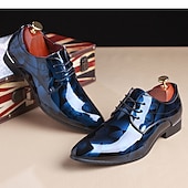 cheap Formal-Men&#039;s Patent Leather Oxford Dress Shoes - Red and Black, Ideal for Formal Events and Parties