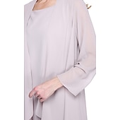 abordables Costumes-pantalons pour maman-Combinaison  Tailleur Mère de la Mariée Robe de Mariage Invitée Élégante Grande Taille Col Bateau Longueur au Sol Chiffon Sans Manches oui Wrap Inclus de Couleur Unie taille sur mesure gratuite