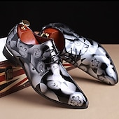 cheap Formal-Men&#039;s Patent Leather Oxford Dress Shoes - Red and Black, Ideal for Formal Events and Parties