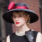 abordables Fascinateurs &amp; Chapeaux-Chapeaux Coiffure Sergé uni Chapeau melon / cloche Chapeau de Soleil Mariage Saint-Valentin Kentucky Derby Course de Chevaux Melbourne Cup Glamour Élégant &amp; Luxueux Romantique Avec Papillon Épissage