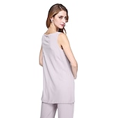 abordables Costumes-pantalons pour maman-Combinaison  Tailleur Mère de la Mariée Robe de Mariage Invitée Élégante Grande Taille Col Bateau Longueur au Sol Chiffon Sans Manches oui Wrap Inclus de Couleur Unie taille sur mesure gratuite