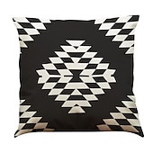 cheap Geometric Style-Set of 5 Solid Colored Floral Plaid  Natural / Organic Pillow Cover , Casual Retro Traditional / Classic Throw Pillow Outdoor Cushion for Sofa Couch Bed Chair 45*45CM Black White