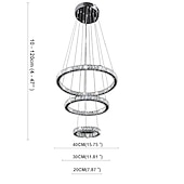 economico Luci a sospensione-3 anelli 40 cm cristallo led lampadario cerchio in metallo elettrolitico moderno contemporaneo 110-120v 220-240v