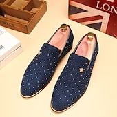 billiga Slip-ons och loafers till herrar-Herr Tofflor och Slip-Ons Finskor Plusstorlekar Drivskor Körande loafers Promenad Affär Klassisk Bröllop Dagligen Kontor &amp; Karriär Mocka Bär bevis Loafers Svart Blå Vår Höst