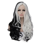cheap Movie Character Wigs-Cosplay Wig  Wig Witches/Wizard Wig Black and White Wig Cruella Deville Wig Synthetic Wig for Women Halloween Wigs