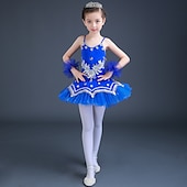 billige Ballettdrakt-Ballett Kjole Blonder Krystall / Rhinestone Strå Ytelse Ermeløs Høy Spandex Tyll