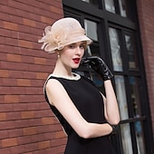 Недорогие Вечеринковые шляпы-Фасцинаторы шляпы лен перо шляпа Bowler  Cloche шляпа солнца цилиндр свадебные повседневные Кентукки скачки день дамы романтическая свадьба принцесса с головным убором головные уборы платья чтобы