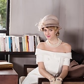 Недорогие Вечеринковые шляпы-Фасцинаторы шляпы лен перо шляпа Bowler  Cloche шляпа солнца цилиндр свадебные повседневные Кентукки скачки день дамы романтическая свадьба принцесса с головным убором головные уборы платья чтобы