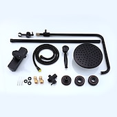 お買い得  屋外シャワー設備-シャワーの蛇口、シャワー システム セット アンティーク オイル ラビング ブロンズ セラミック バルブ バス シャワー ミキサー タップ/真鍮/シングル ハンドル 3 穴