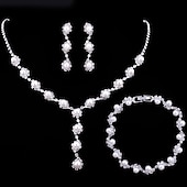 baratos Conjuntos de Jóias-Conjunto de Jóias Pulseira For Mulheres Cristal Pérola Festa Casamento Presente Liga / Colar com Pérolas / Noivado / namorados