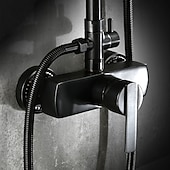 お買い得  屋外シャワー設備-シャワーの蛇口、シャワー システム セット アンティーク オイル ラビング ブロンズ セラミック バルブ バス シャワー ミキサー タップ/真鍮/シングル ハンドル 3 穴