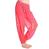 abordables Tenues de danse du ventre-Danse du ventre Pantalon Pendentif Femme Utilisation Taille haute Mousseline de soie
