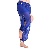 abordables Tenues de danse du ventre-Danse du ventre Pantalon Pendentif Femme Utilisation Taille haute Mousseline de soie