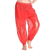 abordables Tenues de danse du ventre-Danse du ventre Pantalon Pendentif Femme Utilisation Taille haute Mousseline de soie