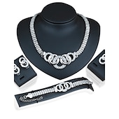 billige Smykkesett-smykkesett for kvinners fest bryllup daglig rhinestone krom kjole for å imponere 2025