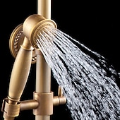 abordables Accesorios de ducha al aire libre-Grifo de ducha, juego de sistema de ducha, sistema de ducha de cobre antiguo antiguo de lluvia, grifos mezcladores de ducha de baño con válvula de cerámica