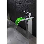 abordables Classiques-robinet de lavabo de salle de bain - cascade chrome centerset mitigeur monotroubath taps / laiton