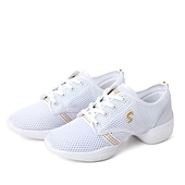 ieftine Adidași de Dans-adidași de dans cu șireturi din plasă ușoară pentru femei – pantofi sport negri respirabili pentru antrenamente de jazz, zumba și fitness