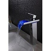 abordables Classiques-robinet de lavabo de salle de bain - cascade chrome centerset mitigeur monotroubath taps / laiton