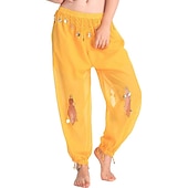 abordables Tenues de danse du ventre-Danse du ventre Pantalon Pendentif Femme Utilisation Taille haute Mousseline de soie