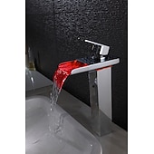 abordables Classiques-robinet de lavabo de salle de bain - cascade chrome centerset mitigeur monotroubath taps / laiton