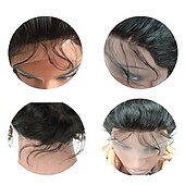 voordelige Pruiken van echt haar, met kanten voorzijde-Echt haar 4x13 Sluiting Pruik Bobkapsel Kardashian Recht Pruik 130% Haardichtheid met babyhaar Natuurlijke haarlijn Voor donkere huidskleur Voor Dames Kort Kanten pruiken van echt mensenhaar