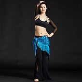 billiga Dansaccessoarer-Magdans Höftsjalar till magdans Dam Prestanda Polyester Paljett / Tofs Magdans höftscarf