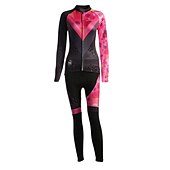 abordables Ensembles de vêtements pour femmes-Malciklo Femme Manches Longues Maillot et Cuissard Long Velo Cyclisme Hiver Toison Velours Lycra Violet Jaune Rouge Britannique Grandes Tailles Vélo Maillot Collant à Bretelles / Corsaire Bretelles