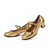 ieftine Pantofi Dans Clasic &amp; Modern-pantofi de dans damă cu sclipici – talpă de interior din piele de căprioară în stil mary jane pentru dans de sală și dans latino
