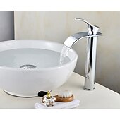 economico Classici-Rubinetto Lavandino Bagno Moderno Monocomando Cromato A Cascata In Acciaio Inox Rubinetto Bagno Moderno Regolabile Per Acqua Fredda E Calda Argento