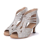 cheap Latin Shoes-Women&#039;s Rhinestone Embellished Open-Toe Dance Shoes - Sparkly Performance Heels for Ballroom and Latin Dance