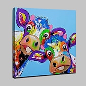 cheap Animal Paintings-Nursery Oil Painting Hand Painted Animals Abstract Modern Contemporary Stretched Canvas With Stretched Frame