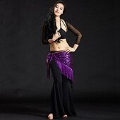 billiga Dansaccessoarer-Magdans Höftsjalar till magdans Dam Prestanda Polyester Paljett / Tofs Magdans höftscarf