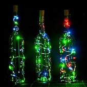 economico Striscie luci a batteria-led luci stringa bottiglia a forma di sughero decorazione di nozze all&#039;aperto 2m led notte luce stellata 30 pz 12 pz 10 pz filo di rame tappo bottiglia di vino lampada festa di nozze decorazione
