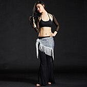 billiga Dansaccessoarer-Magdans Höftsjalar till magdans Dam Prestanda Polyester Paljett / Tofs Magdans höftscarf