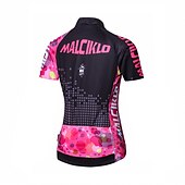 abordables Ensembles de vêtements pour femmes-Malciklo Femme Manches Courtes Maillot et Cuissard Avec Bretelles Velo Cyclisme Eté Elasthanne Lycra Polyester Rose + Blanc Violet Jaune Géométrique Britannique Grandes Tailles Vélo Maillot Collants
